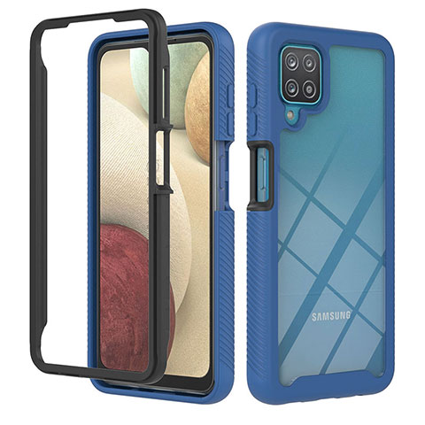 Samsung Galaxy F12用360度 フルカバー ハイブリットバンパーケース クリア透明 プラスチック カバー YB1 サムスン ネイビー