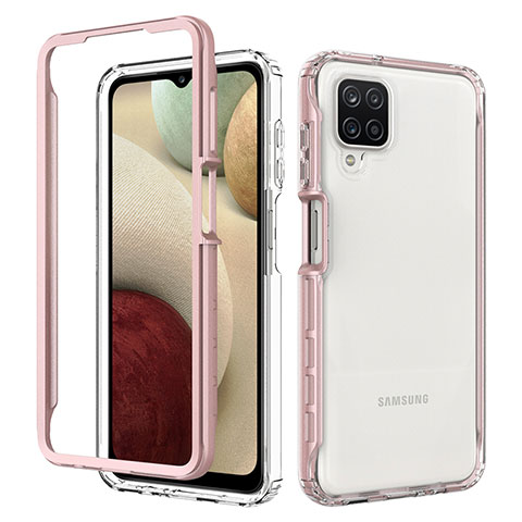 Samsung Galaxy F12用360度 フルカバー ハイブリットバンパーケース クリア透明 プラスチック カバー JX1 サムスン ローズゴールド