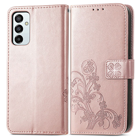 Samsung Galaxy F23 5G用手帳型 レザーケース スタンド 花 カバー サムスン ピンク