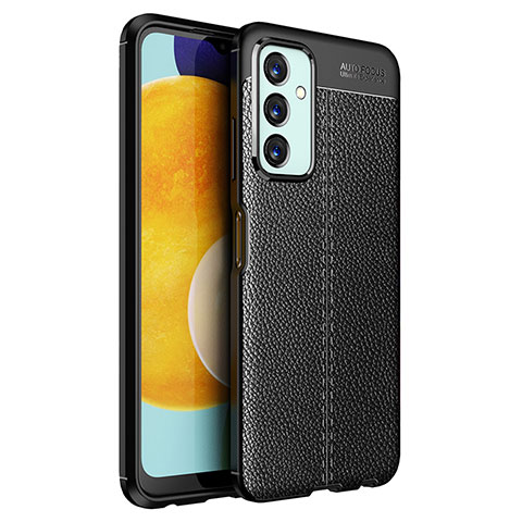 Samsung Galaxy F23 5G用シリコンケース ソフトタッチラバー レザー柄 カバー サムスン ブラック