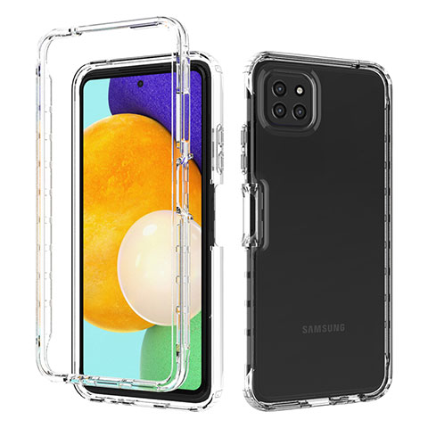 Samsung Galaxy F42 5G用前面と背面 360度 フルカバー 極薄ソフトケース シリコンケース 耐衝撃 全面保護 バンパー 勾配色 透明 サムスン クリア