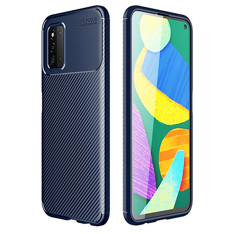 Samsung Galaxy F52 5G用シリコンケース ソフトタッチラバー ツイル カバー サムスン ネイビー