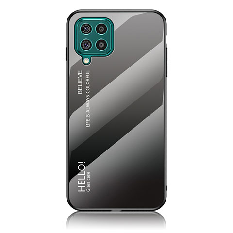 Samsung Galaxy F62 5G用ハイブリットバンパーケース プラスチック 鏡面 虹 グラデーション 勾配色 カバー LS1 サムスン ダークグレー