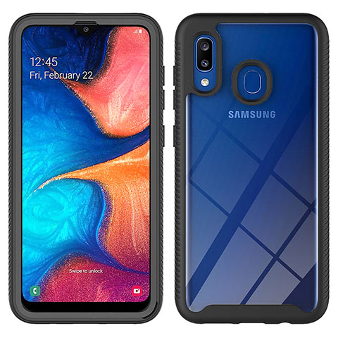 Samsung Galaxy M10S用360度 フルカバー ハイブリットバンパーケース クリア透明 プラスチック カバー ZJ1 サムスン ブラック