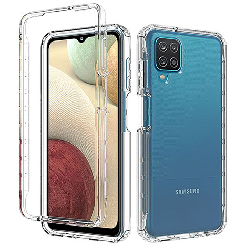 Samsung Galaxy M12用前面と背面 360度 フルカバー 極薄ソフトケース シリコンケース 耐衝撃 全面保護 バンパー 勾配色 透明 サムスン クリア