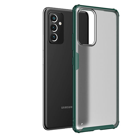 Samsung Galaxy M14 5G用ハイブリットバンパーケース クリア透明 プラスチック カバー サムスン グリーン