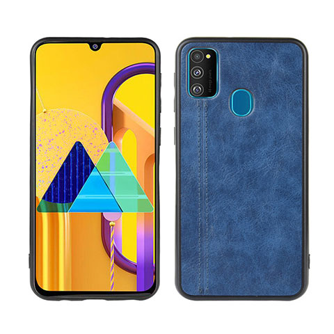 Samsung Galaxy M30s用ケース 高級感 手触り良いレザー柄 サムスン ネイビー