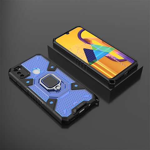 Samsung Galaxy M30s用ハイブリットバンパーケース プラスチック アンド指輪 マグネット式 KC4 サムスン ネイビー