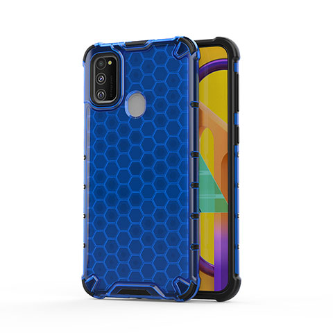 Samsung Galaxy M30s用360度 フルカバー ハイブリットバンパーケース クリア透明 プラスチック カバー AM1 サムスン ネイビー