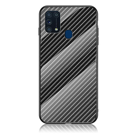 Samsung Galaxy M31用ハイブリットバンパーケース プラスチック 鏡面 虹 グラデーション 勾配色 カバー LS2 サムスン ブラック