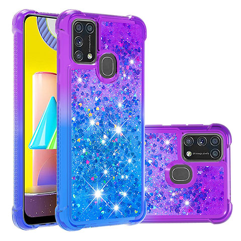 Samsung Galaxy M31用シリコンケース ソフトタッチラバー ブリンブリン カバー S02 サムスン パープル