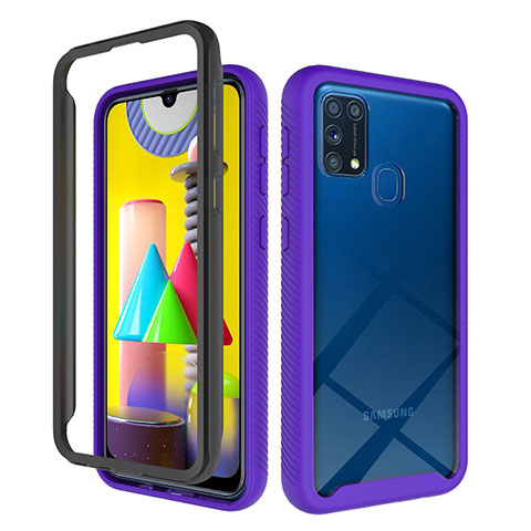 Samsung Galaxy M31 Prime Edition用360度 フルカバー ハイブリットバンパーケース クリア透明 プラスチック カバー ZJ1 サムスン ラベンダー