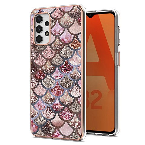 Samsung Galaxy M32 5G用シリコンケース ソフトタッチラバー バタフライ パターン カバー Y03B サムスン ブラウン