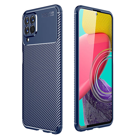 Samsung Galaxy M33 5G用シリコンケース ソフトタッチラバー ツイル カバー サムスン ネイビー