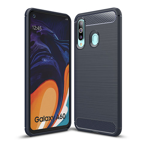 Samsung Galaxy M40用シリコンケース ソフトタッチラバー ライン カバー WL1 サムスン ネイビー