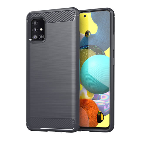 Samsung Galaxy M40S用シリコンケース ソフトタッチラバー ライン カバー サムスン グレー