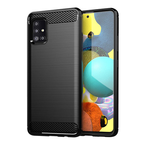 Samsung Galaxy M40S用シリコンケース ソフトタッチラバー ライン カバー サムスン ブラック