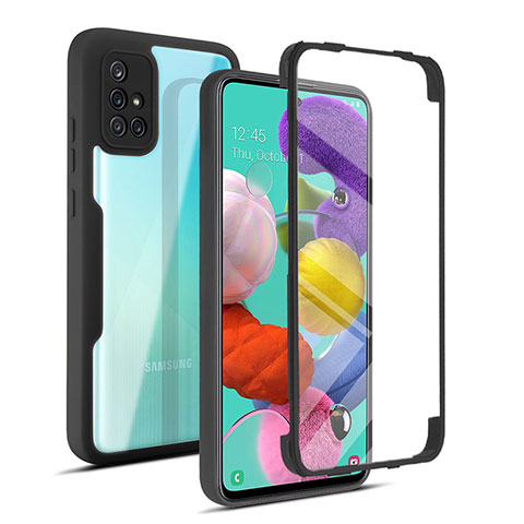 Samsung Galaxy M40S用360度 フルカバー ハイブリットバンパーケース クリア透明 プラスチック カバー MJ1 サムスン ブラック