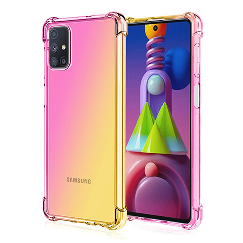 Samsung Galaxy M51用極薄ソフトケース グラデーション 勾配色 クリア透明 サムスン イエロー