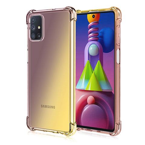 Samsung Galaxy M51用極薄ソフトケース グラデーション 勾配色 クリア透明 サムスン ブラウン