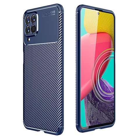 Samsung Galaxy M53 5G用シリコンケース ソフトタッチラバー ツイル カバー サムスン ネイビー