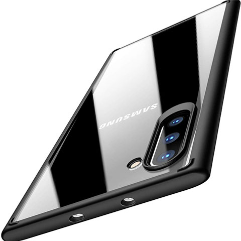 Samsung Galaxy Note 10用ハイブリットバンパーケース クリア透明 プラスチック 鏡面 カバー M03 サムスン ブラック