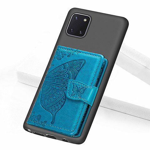 Samsung Galaxy Note 10 Lite用極薄ソフトケース シリコンケース 耐衝撃 全面保護 マグネット式 バンパー S09D サムスン ネイビー