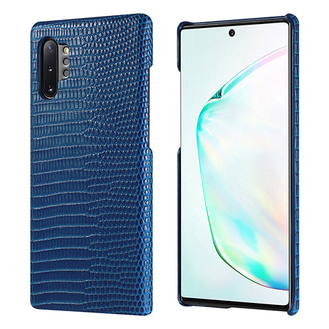 Samsung Galaxy Note 10 Plus用ケース 高級感 手触り良いレザー柄 P02 サムスン ネイビー