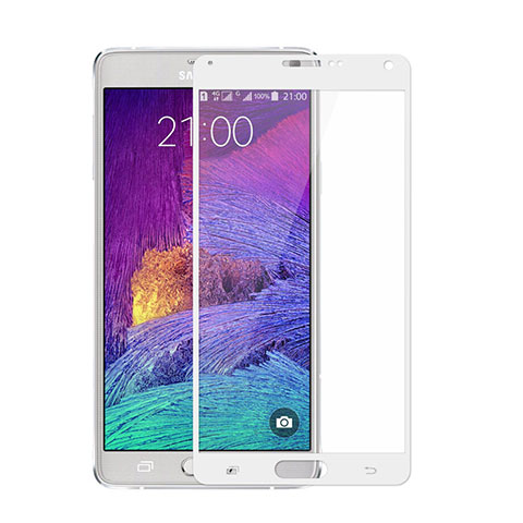 Samsung Galaxy Note 4 Duos N9100 Dual SIM用強化ガラス フル液晶保護フィルム サムスン ホワイト