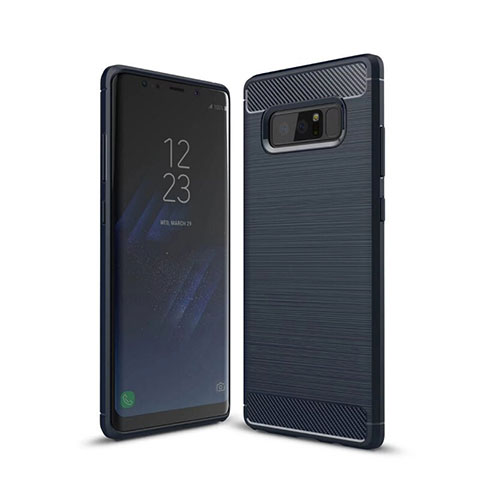 Samsung Galaxy Note 8用シリコンケース ソフトタッチラバー ライン カバー サムスン ネイビー