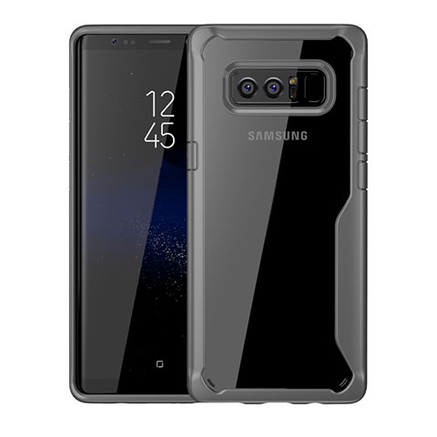 Samsung Galaxy Note 8 Duos N950F用ハイブリットバンパーケース クリア透明 プラスチック 鏡面 カバー サムスン グレー