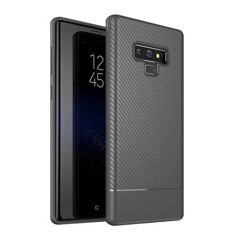 Samsung Galaxy Note 9用シリコンケース ソフトタッチラバー ツイル カバー サムスン グレー