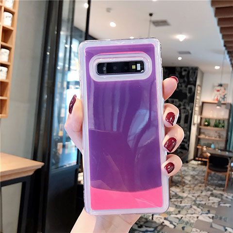 Samsung Galaxy S10 5G用シリコンケース ソフトタッチラバー バタフライ パターン カバー K02 サムスン パープル