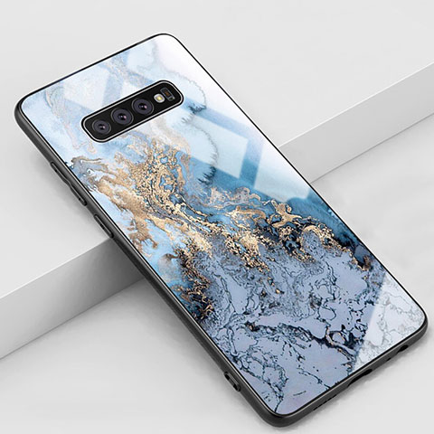 Samsung Galaxy S10 5G用ハイブリットバンパーケース プラスチック パターン 鏡面 カバー K02 サムスン ネイビー