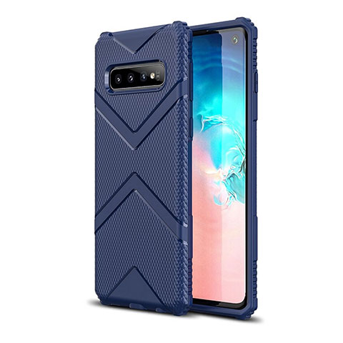 Samsung Galaxy S10 5G用360度 フルカバー極薄ソフトケース シリコンケース 耐衝撃 全面保護 バンパー C06 サムスン ネイビー