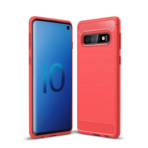 Samsung Galaxy S10 5G用シリコンケース ソフトタッチラバー ライン カバー サムスン レッド