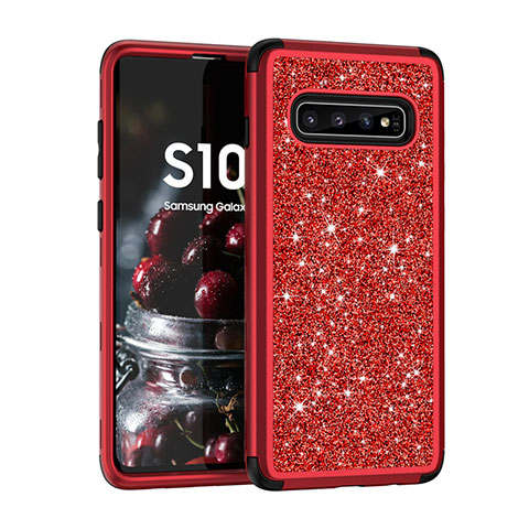 Samsung Galaxy S10 5G用ハイブリットバンパーケース ブリンブリン カバー 前面と背面 360度 フル サムスン レッド