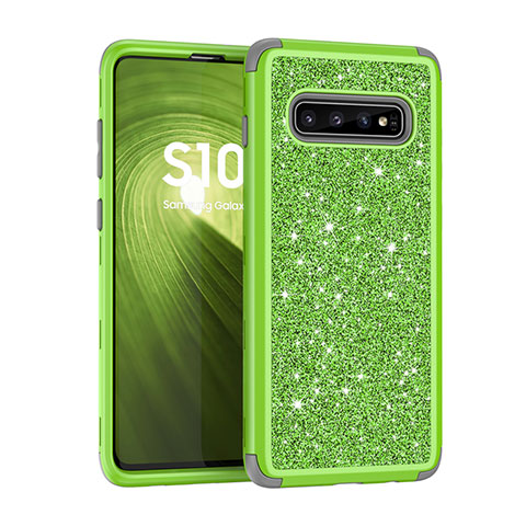 Samsung Galaxy S10 5G用ハイブリットバンパーケース ブリンブリン カバー 前面と背面 360度 フル サムスン グリーン