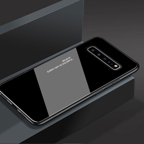 Samsung Galaxy S10 5G SM-G977B用ハイブリットバンパーケース プラスチック 鏡面 カバー M01 サムスン ブラック