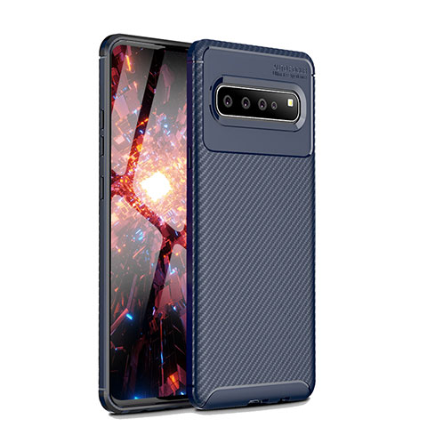 Samsung Galaxy S10 5G SM-G977B用シリコンケース ソフトタッチラバー ツイル カバー サムスン ネイビー