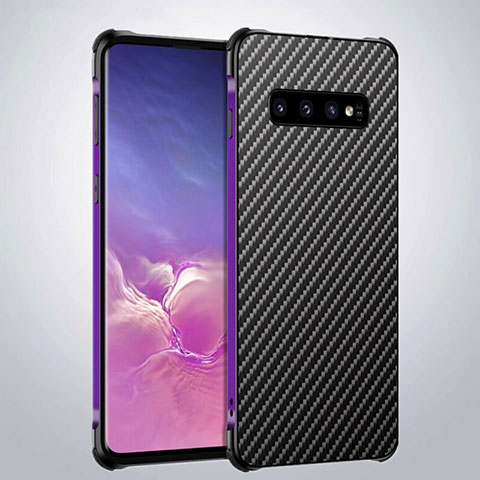 Samsung Galaxy S10用ケース 高級感 手触り良い アルミメタル 製の金属製 カバー サムスン パープル