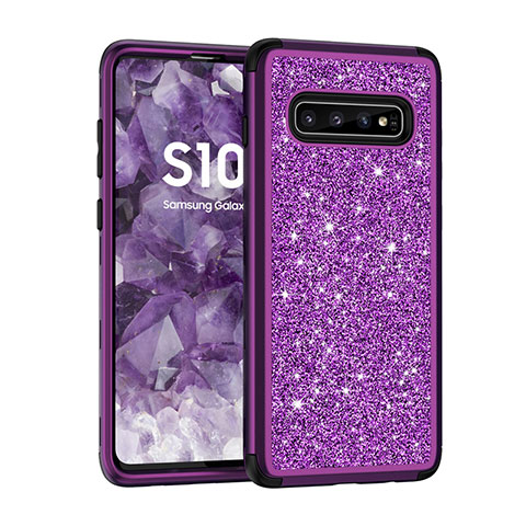 Samsung Galaxy S10用ハイブリットバンパーケース ブリンブリン カバー 前面と背面 360度 フル サムスン パープル