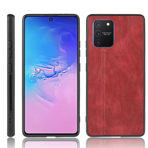 Samsung Galaxy S10 Lite用ケース 高級感 手触り良いレザー柄 サムスン レッド