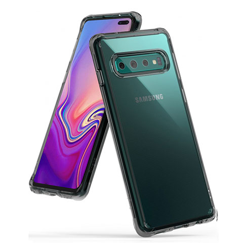 Samsung Galaxy S10 Plus用極薄ソフトケース シリコンケース 耐衝撃 全面保護 クリア透明 S01 サムスン グレー