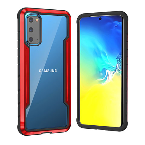 Samsung Galaxy S20 5G用ケース 高級感 手触り良い アルミメタル 製の金属製 兼シリコン カバー RJ1 サムスン レッド