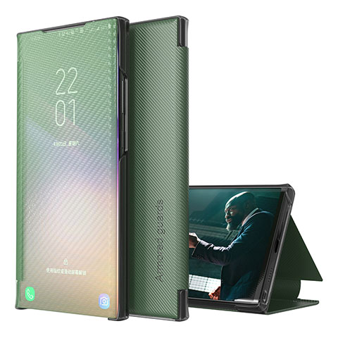 Samsung Galaxy S20用手帳型 レザーケース スタンド カバー ZL1 サムスン グリーン