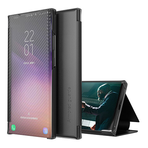 Samsung Galaxy S20用手帳型 レザーケース スタンド カバー ZL1 サムスン ブラック