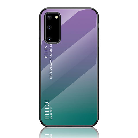 Samsung Galaxy S20用ハイブリットバンパーケース プラスチック 鏡面 虹 グラデーション 勾配色 カバー LS1 サムスン マルチカラー