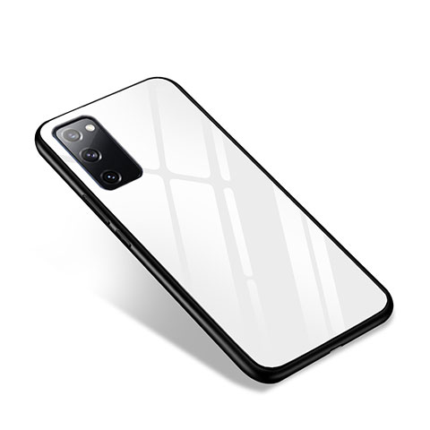 Samsung Galaxy S20 FE 4G用ハイブリットバンパーケース プラスチック 鏡面 カバー サムスン ホワイト