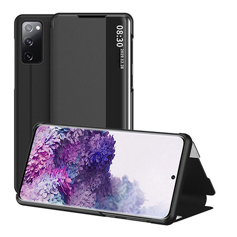 Samsung Galaxy S20 FE 4G用手帳型 レザーケース スタンド カバー ZL2 サムスン ブラック